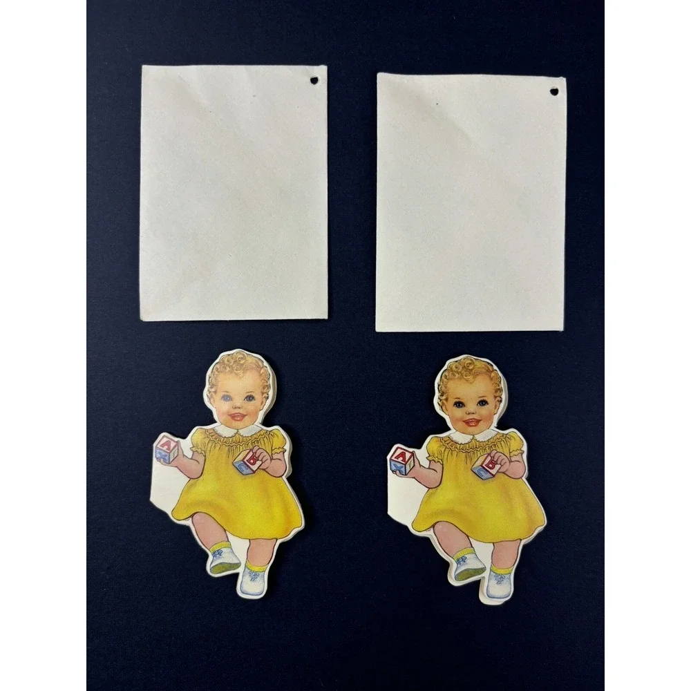 Vintage Die Cut Kitschy Paper Doll Cutout Gift Tags To/From Crafting Scrapbook